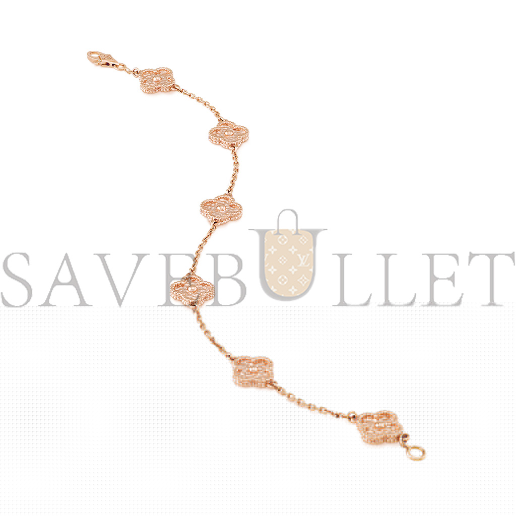 V*N CL*F arpels sweet alhambra bracelet, 6 motifs - rose gold  vcaro8dd00